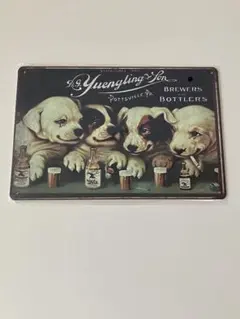 Yuengling 子犬 ブリキ看板 レトロ インテリア