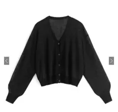 GRL シアーニットカーディガン　ブラック［sm111］
