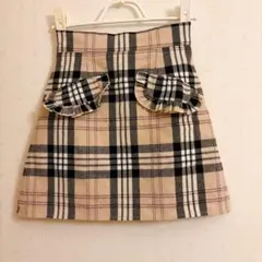evelyn チェック柄 フリルポケットAラインミニスカート 子供服