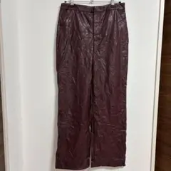 FASHION NOVA バーガンディ パンツ XL レザー 濃いワインレッド