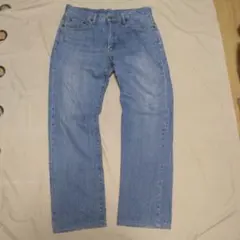 ユニクロ　ライトブルーワイド ストレートデニムパンツ　L