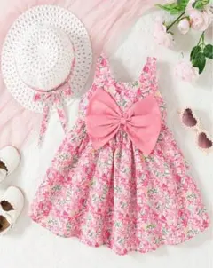 【ベビー服】女の子　ワンピース　帽子　セット　花柄　お嬢様　1歳前後