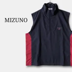 美品✨(L)ミズノMIZUNOナイロンベスト　ゴルフスポーツウェア　大きめ　黒赤