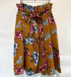 花柄　スカート　Mサイズ　明るめブラウン　フレア