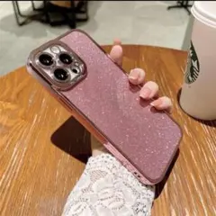 iPhone15　キラキラ　透明　ピンク　グリッター　ソフトケース　クリアケース