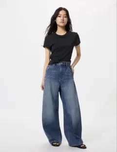 UNIQLOバギーカーブジーンズ/丈短め23