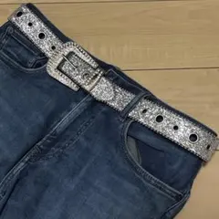 ウエスタンベルト　ギラギラ　ブリンブリンY2K シルバー　HIPHOP アメカジ