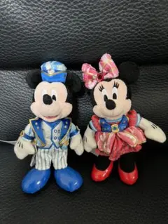 ディズニー 15周年 ミッキー ミニー ぬいぐるみバッジ 2点セット