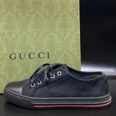【美品】グッチ シマ ローカットスニーカー GG柄 レディース キャンバス 黒