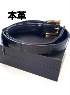 本革 ブラック　ショルダーストラップ　 ゴールドバックル