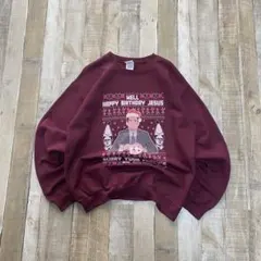 ギルダン USA古着 プリント クリスマス スウェット トレーナー ボルドー M