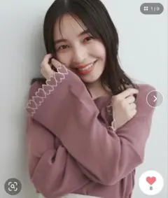 新品 natural couture お袖ハートショート丈ニットプルオーバー