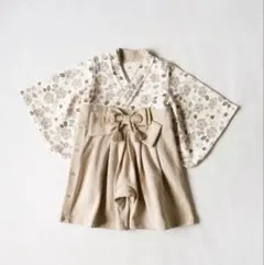 mocmof ベビー袴　花柄ベージュ　70cm