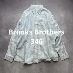 ブルックスブラザーズ 346 ブルーストライプリネンシャツ ボタンダウン XL