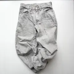 28サイズ GU バレルレッグジーンズ 丈標準02 LIGHT GRAYジーユー