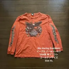 00s Harley Davidson USA製 袖プリント ゴールデンサイズ
