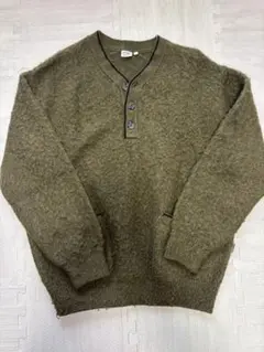 BUTTBILL ヘンリーネック ニット カーキ M
