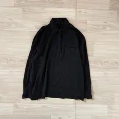 美品 PIA SPORTS ブラック 長袖ポロ ニット 刺繍ロゴ ウール 大きめ