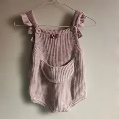 mamaraku ピンクニットロンパース フリル