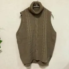 GOGOSING タートルネック ケーブル編み ニットベスト