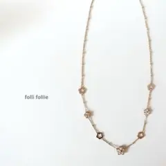 folli follie フォリフォリ　花　ロングネックレス　ピンクゴールドのサムネイル