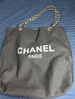 CHANEL ブラック トートバッグ キャンバス ノベルティ