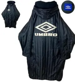 UMBROアンブロでかロゴ裏フリース ブラックナイロンベンチコート ビッグサイズのサムネイル