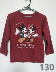 Disney ！ミッキーマウス&ミニーマウス！七分袖 トレーナー！130
