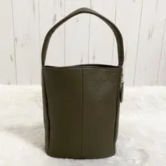 〖美品〗きくわん舎 ハンドバッグ 肩かけ可能 レザー シボ革 ブラウン