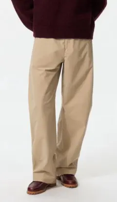 ジャージーバレルレッグパンツ/丈長め　 ベージュ BEIGE XL 股下77cm