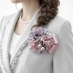 【スピード発送】コサージュ　グレージュピンクフラワー　入園式　入学式
