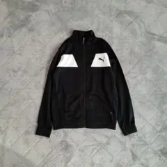 PUMA　ジャージ　裏起毛　ジップアップジャケット　黒　白　160