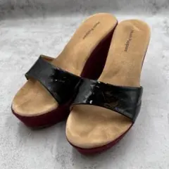4485 美品 Hush Puppies ウェッジソールサンダル レッド系 厚底のサムネイル