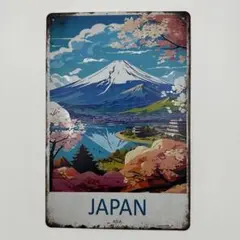 新品 ブリキ看板 富士山 桜 レトロ インテリア 壁飾り おしゃれ