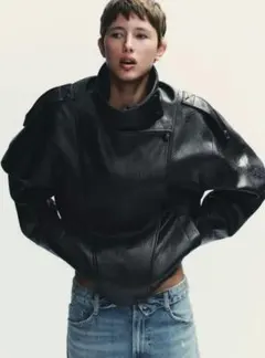 zara フェイクレザージャケットL