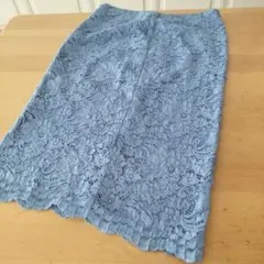GU ライトブルースリット入りレースタイトスカート L