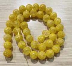 【訳あり】クラック水晶（イエロー）丸玉ビーズ 10mm 1連