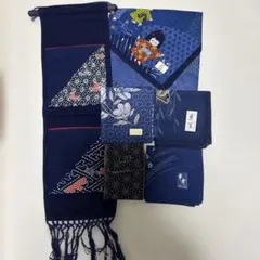 藍染 ハンカチ 4枚セット タペストリー付き