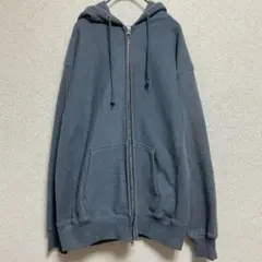 ユナイテッドアスレ パーカー フード 袖リブ 裾リブ L 青灰色 綿 カジュアル
