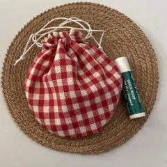 まんまる巾着◉ギンガムチェック柄赤