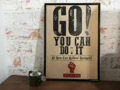 ビンテージ風　アートポスター　YOU CAN　ブラウン