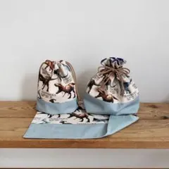 ハンドメイド☆ランチ3点セット　リアルダイナソー　ブルーグレー