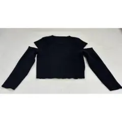 スリーブカットアウトデザイン ブラックニット