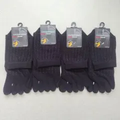 メンズ　5本指ソックス　4足セット　紳士　靴下　シンプル　ブラック　黒