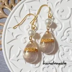 ≪309 パールグレージュ≫レジンピアス 400円