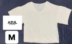 AZUL by MOUSSY ホワイト Vネック 半袖ニット M