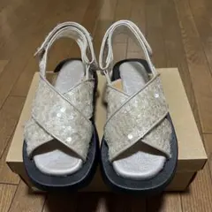スパンコールクロスベルト厚底サンダル