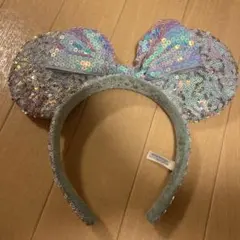 ディズニー スパンコール カチューシャ ミニー 白 シルバー