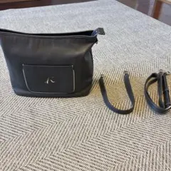 美品✨キタムラ ショルダーバッグ レザー グレーネイビー 斜め掛け K
