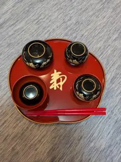 お食い初め 食器セット 寿 漆器風のサムネイル